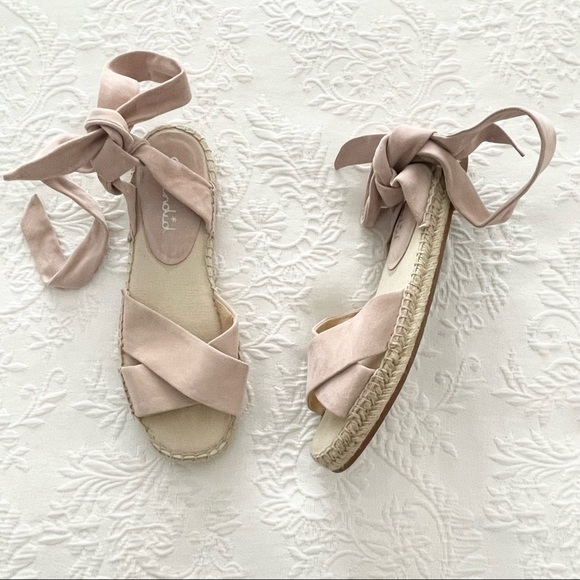 Lulus Splendid Tereza Blush Suede Leather Lace-Up Espadrille Sandals - Picture 2 of 11